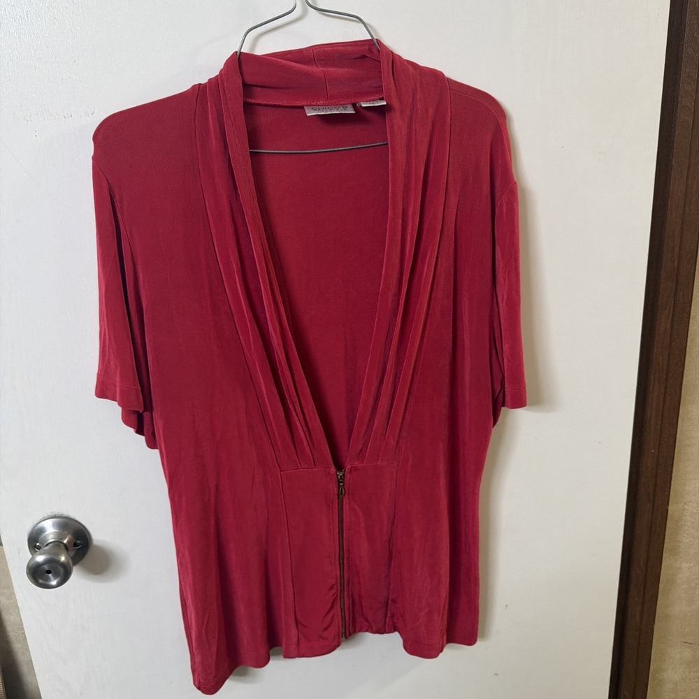 Chico's Travelers Red Top Blouse Size 1 US Medium